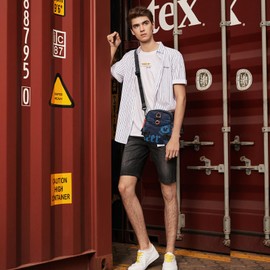 FANDARE Damen Handy Umhängetasche Herren Handytasche zum Umhängen Schultertasche mit Kopfhörerloch Kleine Umhängetasche Mini Frauen Handytasche Damentasche Reisen Einkaufen Crossbody Bag Dunkelblau