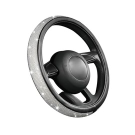 Ziciner - Funda para volante, protector de rueda de automóvil, con cristales brillantes, funda brillante, ajuste universal, volante de 14.5 a 15 pulgadas, decoración de interiores para automóvil
