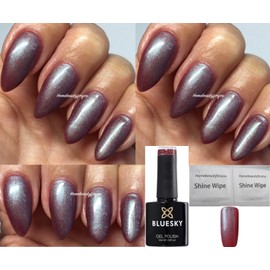 Bluesky GEL NAILMPOLISH Burgundy with a lilac Shimmer/Grey Shimmer Patina Buckle Craft Culture Autumn Winter Color 80625 UV LED Soak Off 10ml