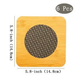 6 Pcs Bamboo Heat Insulation mat with Metal Mesh Non-Slip Placemat Coaster Durable, Resistant to High Temperature and Low Temperature, Does not Change Color (Party)