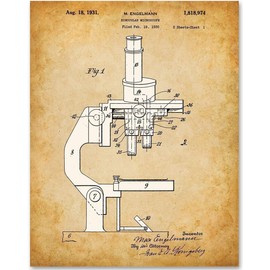 Compound Microscope - 11x14 Unframed Patent Print - Makes a Great Laboratory Decor and Gift Under $15 for Scientists and Doctors