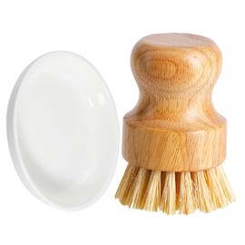 1 Set Pot Brush Pan Scrubber Natural Wood Sisal Dish Brush Cleaning Scrubber Ceramic Wok Handheld Dishwasher Manual Cleaning Brush Kitchen Supplies Pot Pan Clean Brush Palm