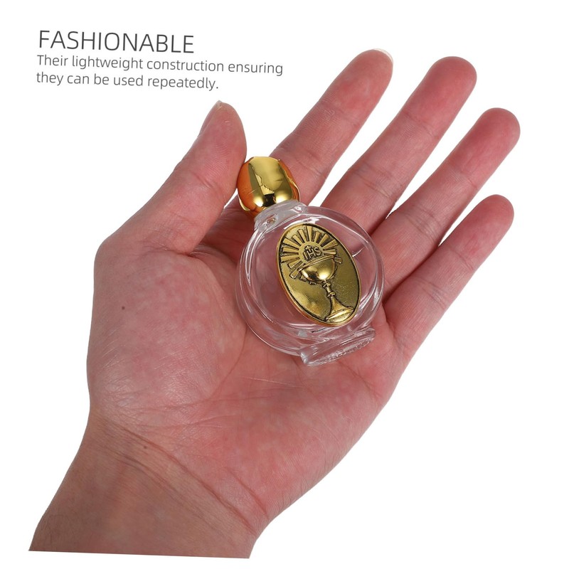 OHPHCALL Small Embossed Holy Water Bottles Refillable Catholic Blessing Water