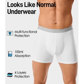 FORVEVO Men's Incontinence Underwear, Black Boxer Brief with Protective Pads, Washable Reusable Leakproof Heavy Absorbency 3 Pack (Multicolor01, XX-Large)