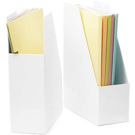 Foldable White Cardboard Magazine File Holder Desk Document Storage Organizer Set of 4