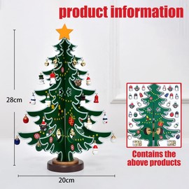 Kiwinvou Christmas 24 Days Countdown Advent Calendar with Wooden Christmas Tree,Mini Snowman Santa Stuffed Decoration for Xmas Party Favor Gifts Classroom Prizes (Christmas)