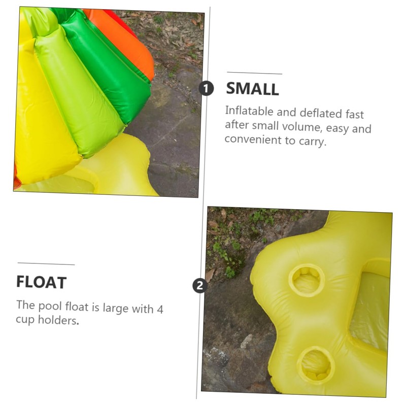 Kisangel 1Pc Inflatable Rainbow Umbrella Pool Cooler Floating Drink Tray