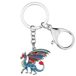 Enamel Alloy Dragon Keychain Fantasy Dinosaur Jewelry For Women Girls Bag Wallet Charm Gift