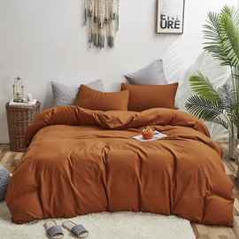 Pureant Pumpkin Comforter Set California King Burnt Orange Bedding Comforter Sets Cotton for Women Girls Solid Brown Terracotta Cal King Comforter Soft Rust Caramel Comforter Sets Dusty Pumpkin Quilts
