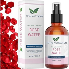 Large 4 oz 100% Pure, Organic Moroccan Rose Water Spray Face Toner, Skin Body Hair Spray, Eye Makeup Remover Alcohol Free Toner Minimizes Scar Hydrating Soothing Mist for Dry Oily Combination Skin