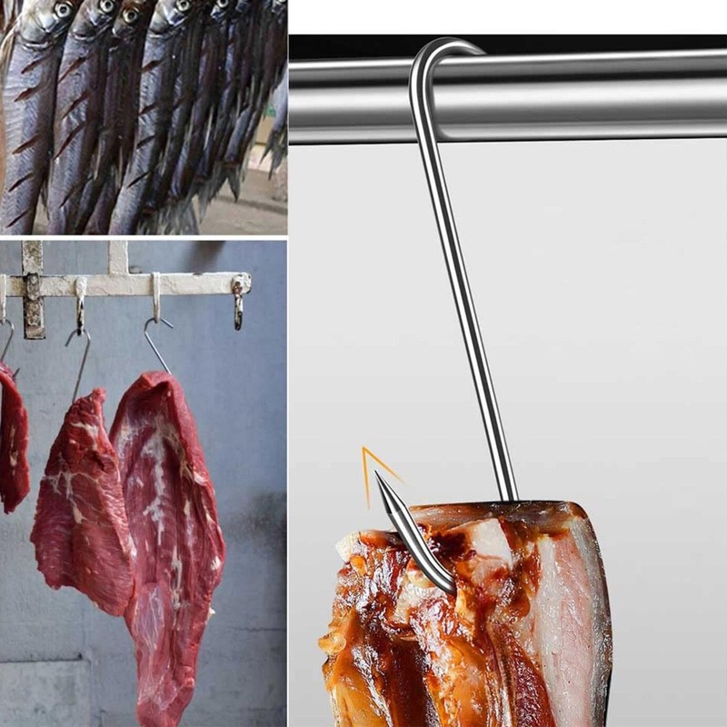 Butcher Hooks, 12 Pieces, S Hooks, Stainless Steel Smoking Hanging