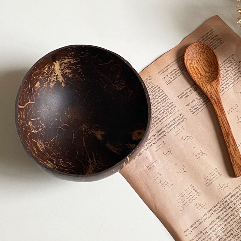 Coconut Bowl Set Leakage Proof Reusable Hand Polished Coconut Shell