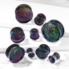 Pierced Owl Purple Galaxy Sparkle Swirl Double Flared Glass Plugs,
