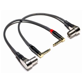 WJSTN Right Angle XLR to Right Angle 1/4 'TRS Stereo Balanced Audio Cable Right Angle 6.35mm Male to Right Angle XLR Male Microphone Cable for Mixer, Speaker, Studio Monitor -2Pack 1Feet