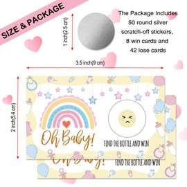 THEBESTU 50 Psc Oh Baby Scratch off Game Cards, Funny Rainbow Scratch Cards for Birthday Baby Shower Party, Lottery Group Enterprises Games Activity Supplies, Baby Shower Birthday Party Supplies
