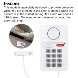 Door Alarm System, Home Security Keypad with Panic Button Door Alarm System 3 Settings Security Keypad Keypad Alarm System for Home Office