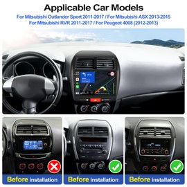 2G+32G Android 13 Car Stereo for Mitsubishi Outlander Sport 2011-2017 with Wireless CarPlay Android Auto 10.1" Touch Screen Bluetooth Car Radio with GPS Navigation WiFi FM RDS Audio AHD Backup Camera