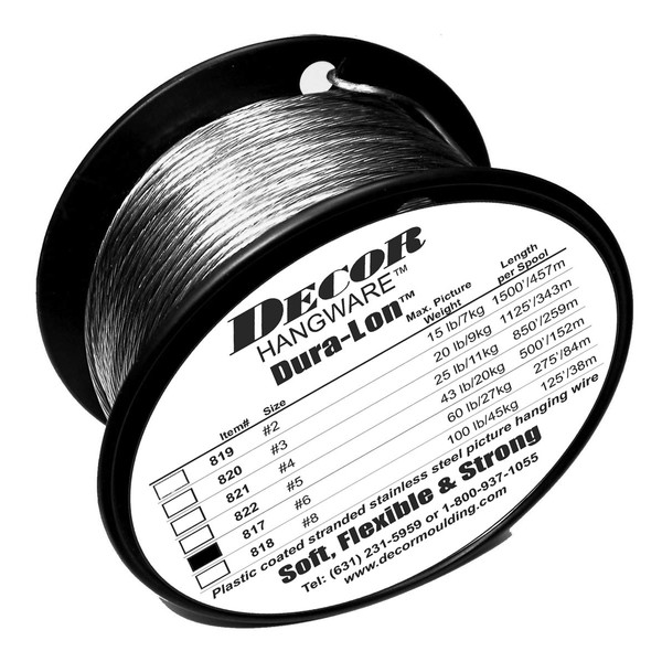 Decor Dura-Lon Vinyl Coated Stainless Steel Picture Wire #6, Max