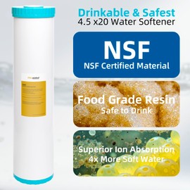 Filterelated Water Softener Filter Cartridge, 4.5 x 20 Inch Whole House Replacement, Fits Standard 4.5"x20" Housings, Removes Hardness & Prevents Scale
