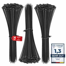 intervisio Cable Ties 300 mm x 4.8 mm, Black, Pack of 300, Industrial Quality Professional Binders