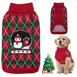 Nobleza - Christmas Dog Jumper, Turtleneck Jumper, Christmas Pattern Knitwear, Warm, Dog Jumper for Christmas, Cartoon, Snowman, Pet, Cat for Dog Sweater, Small, Medium Dogs