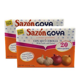 Sazón with Garlic and Onion by Goya, Latin Spice Blend for Poultry, Seafood, Meat and Vegetables, All Purpose Mexican Seasoning, 2-Pack, 3.52oz Carton