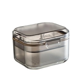 WALWAL Retainer Case, Three-Layer Denture Bath Box with Drain Tray, Travel-Friendly for Dentures & Orthodontics