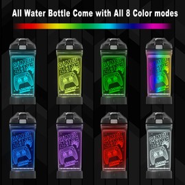 YuanDian Gamer Zone Water Bottle for Boys, Controller 7 Color Lights 3D Light up Drinking Cups Gifts for Gamers Men, BPA Free & Leak Proof Flip Top Lid & Easy Clean & Carry Handle, 14oz/ 400ml