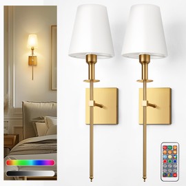 DORESshop Battery Operated Wall Sconce Set of 2, Black Rechargeable Wall Lights Remote, Sconce Wall Decor Set of 2, 7 Colors Wireless Sconces for Bedroom Living Room Hallway
