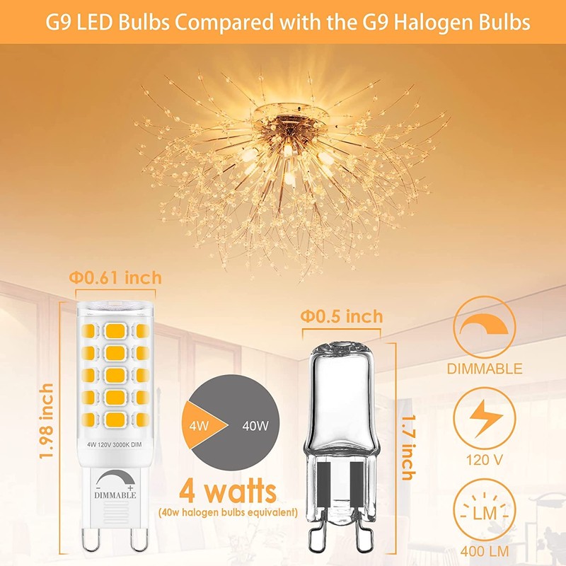 Sailstar G9 LED Bulb Dimmable 40W Equivalent, G9 Bulb 3000K