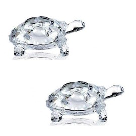 Set of 2 Prosperity Success & Long Life FENG Shui Tortoise Lucky Charms Tortoise Fengshui Crystal Tortoise Turtle Glass Statue, for Someone