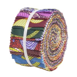 Soimoi 40Pcs African Floral Print Precut Fabrics Strips Roll Up 2.5x42inches Cotton Jelly Rolls for Quilting