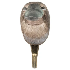 WILDLIFEGARDEN Wildlife Garden WG4528 Hook Platypus - Hand Carved Animal Hook Made of Wood and Metal - Australian Animal Collection
