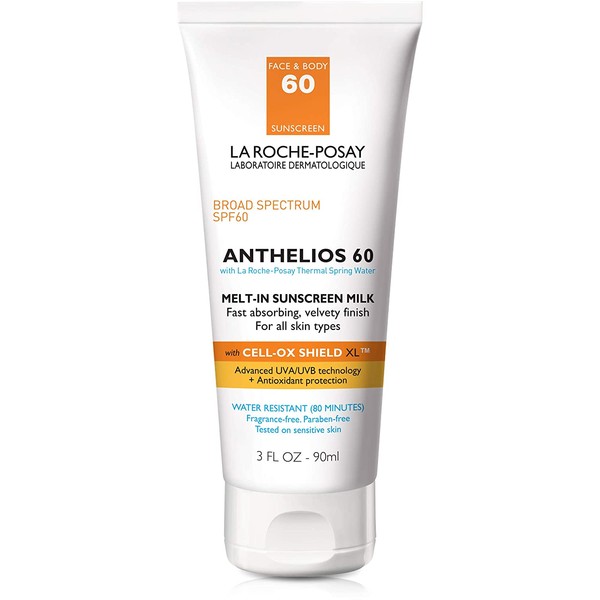 La Roche-Posay Anthelios Melt-In Sunscreen Milk Body & Face Sunscreen Lotion Broad Spectrum SPF 60, Oxybenzone & Octinoxate Free, Oil-Free Sunscreen