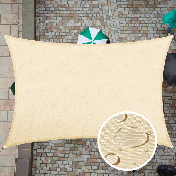ColourTree 7' x 12' Beige Rectangle TADR0712 Waterproof Sun Shade