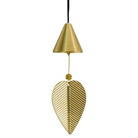 MrMrKura Gold Leaf Hanging Bell Decorative Bell for Good Luck, Hanging Wind Chime Ornament Window Home Decor Chinese Feng Shui Bell (Cone Shape)