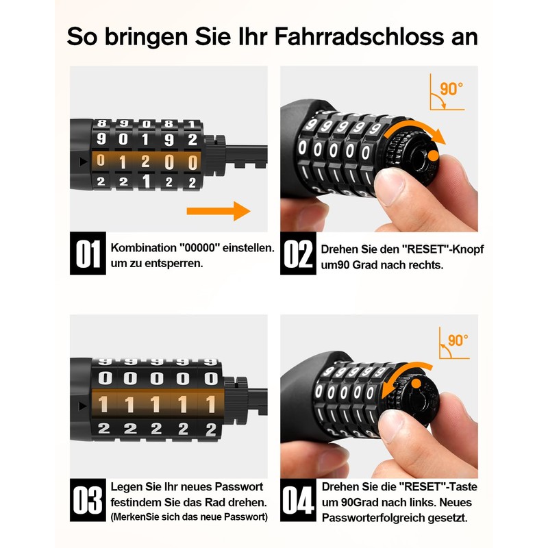 SFGSUP Bicycle Lock High Security Bicycle Lock Combination Lock with