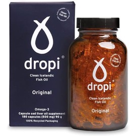 Dropi Icelandic Fish Oil - Extra Virgin Cod Liver Oil (EVCLO) - Natural Source of Vitamin A & D3 - Cold-Processed, Traceable & Pure from the Westfjords Pristine Atlantic Fishing Grounds (180 x 500mg)