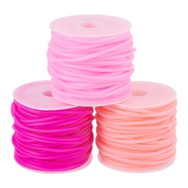 PandaHall Hollow Tube Rubber Cord 2mm Pink Stitch Protector Knitting Cords with 1mm Hole for DIY Bracelets, Necklaces, Crafts, Jewelry Making, 30M