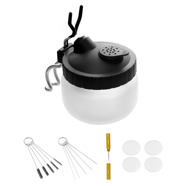 QWORK® Airbrush Cleaning Kit, Cleaning Pot with Holder, 5 Cleaning