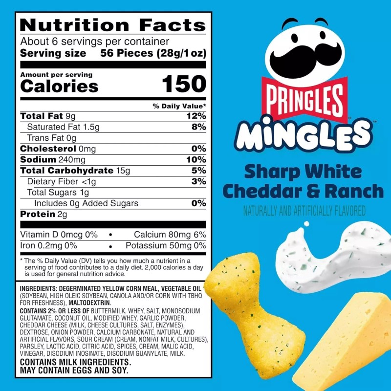 Pringles Mingles Puffed Snacks Sharp White Cheddar & Ranch Cheese