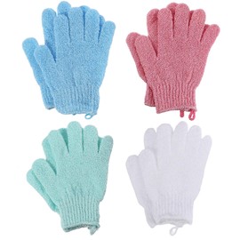 8 PCS Exfoliating Gloves, Exfoliating Mitt Body Exfoliating Wash Glove Dead Skin Remover Shower Body Scrub Gloves for Adults and Kids(Blue, White, Pink, Green)