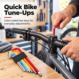 Bike Hex Key Set for Bicycle Repair – 7-Piece Color-Coded Ball-End Wrenches for MTB & Road Bike Maintenance