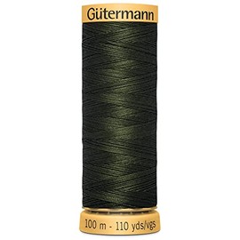 Gutermann 103C-8680 Natural Cotton Thread, 110 yd., Black Olive