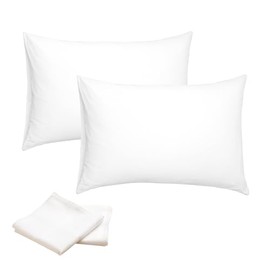 Amour Càlin White Pillow Cases 2 Pack- Cotton Blend White Pillowcases 2 Pack Soft, Comfortable 51x86cm Pillow Protectors 2 Pack with Envelope Closure- Machine Washable Moisture Absorbing Pillow covers