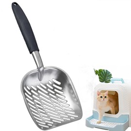 Roysmart Katzenschaufel, Antihaft-katzenstreuschaufel Robustem Aluminium Langlebige Metall Katzenklo Schaufel für Haustier Katzen Kätzchen - Schwarz