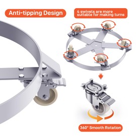 55 Gallon Steel Drum Dolly,Heavy Duty 1220lbs Load Capacity, Barrel Dolly Cart Drum Caddy for 55 Gallon Drum,Hand Truck Dollies with Steel Frame 4 Swivel Casters Wheel, for Warehouse Drum (5 Wheels)