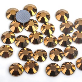 Hotfix Rhinestones Flatback Glass Rhinestone 3000PCS SS10 2.7-2.9MM Round Gems for Nails Art Glitter Crystals Stone DIY Bags Clothes Shoes (Gold)