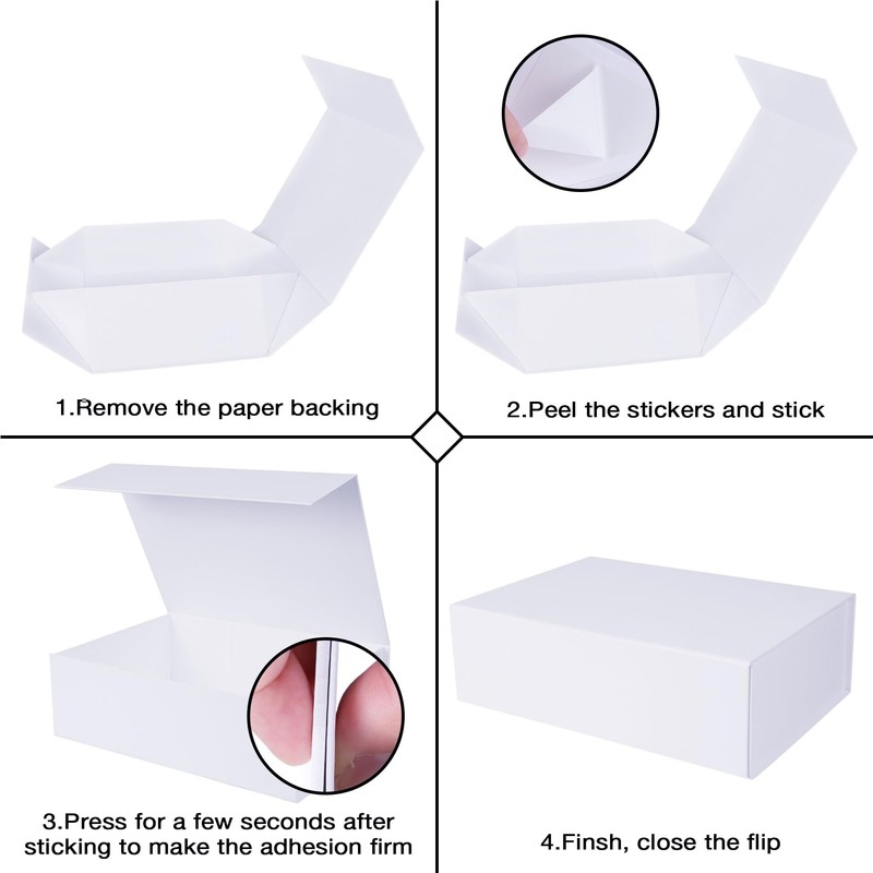 Aimyoo White Collapsible Gift Box with Magnetic Closure Lids 10.5x7x3