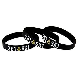 8170003 Set of 3 Pieces 2B1 ASK1 Rubber Band Silicone Bracelet Mason 2B1ASK1 Masonic Freemason